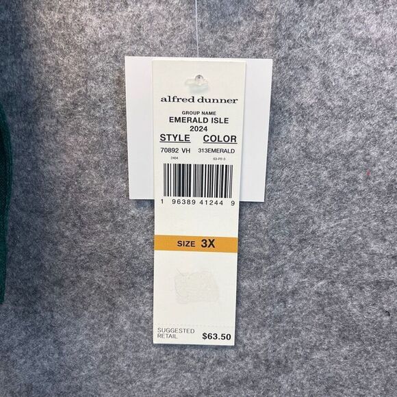 NWT Alfred Dunner Woman Top 3X Emerald Isle Green Center Medallion Embroidery - Picture 9 of 16